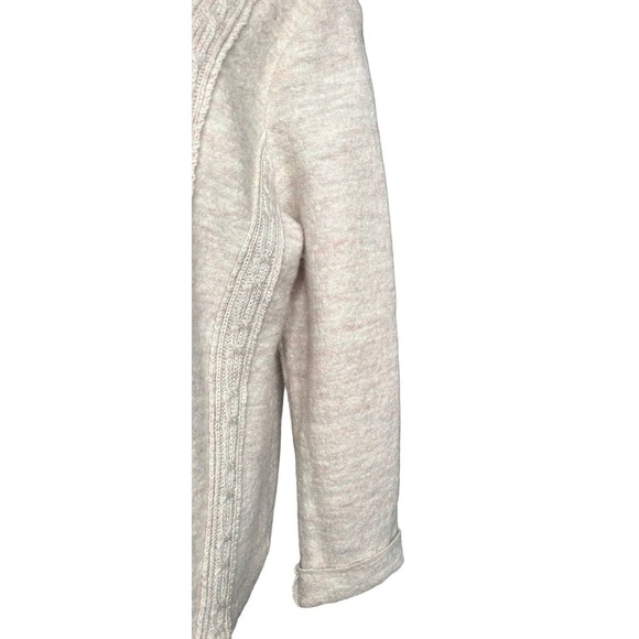 Venario Dina 100% Wool Womens Ivory Sweater Jacket w/ Faux Leather Toggles L/XL - Picture 3 of 10